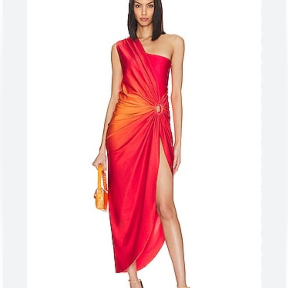 Baobab Nikka Collection Sunset Ombre Dress cover up stretch red NWT Revolve XS